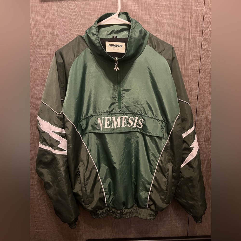Nemesis Men’s Quarter Zip Warm Up Jacket (Olive/Hunter Green) size M
